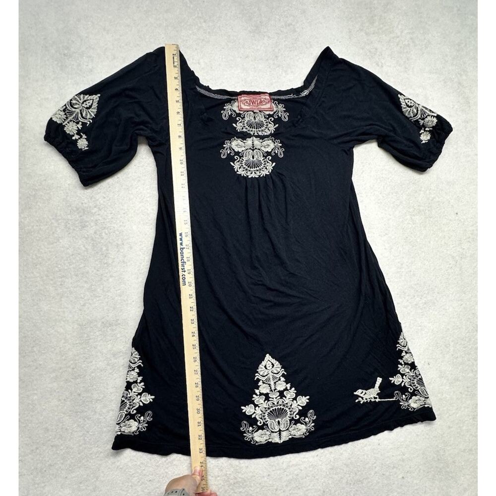 Johnny Was Dress Womens XS Black Floral Embroidered Off Shoulder - Picture 5 of 10